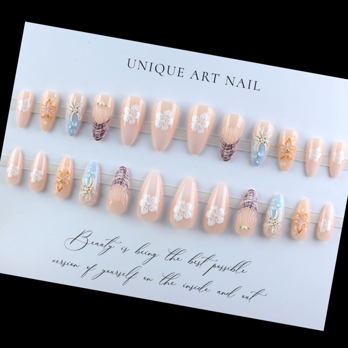 Press on Nails Glossy Fake Nails Fall False Nails Full Cover Glue on Nails for Women 24PCS