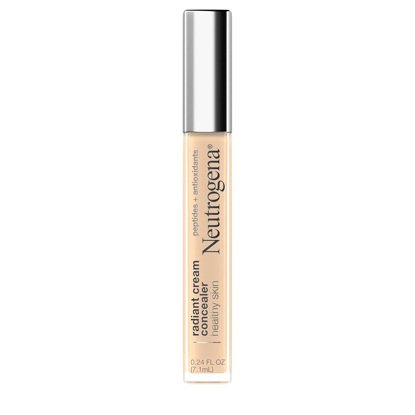 Neutrogena Radiant Brightening Cream Concealer - Lightweight, Non-Comedogenic, Peptides & Vitamin E | Cashew Light/Medium 03, 0.24 oz