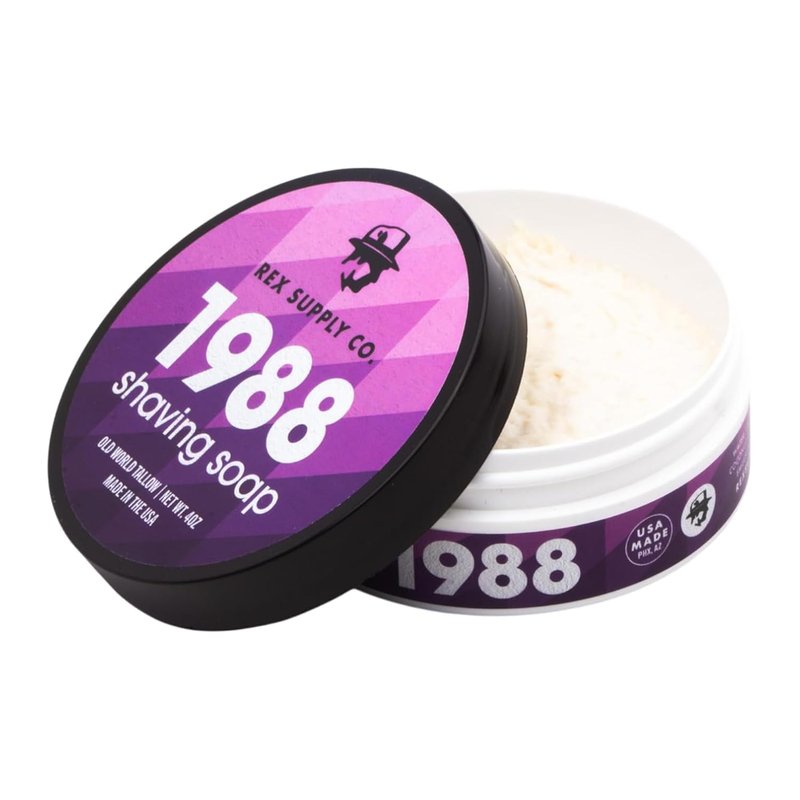 Rex Supply Co. 1988 Old World Tallow Shaving Soap – Amber & White Musk - Premium Traditional Shaving Soap for a Rich Lather, Superior Glide & Skin Hydration
