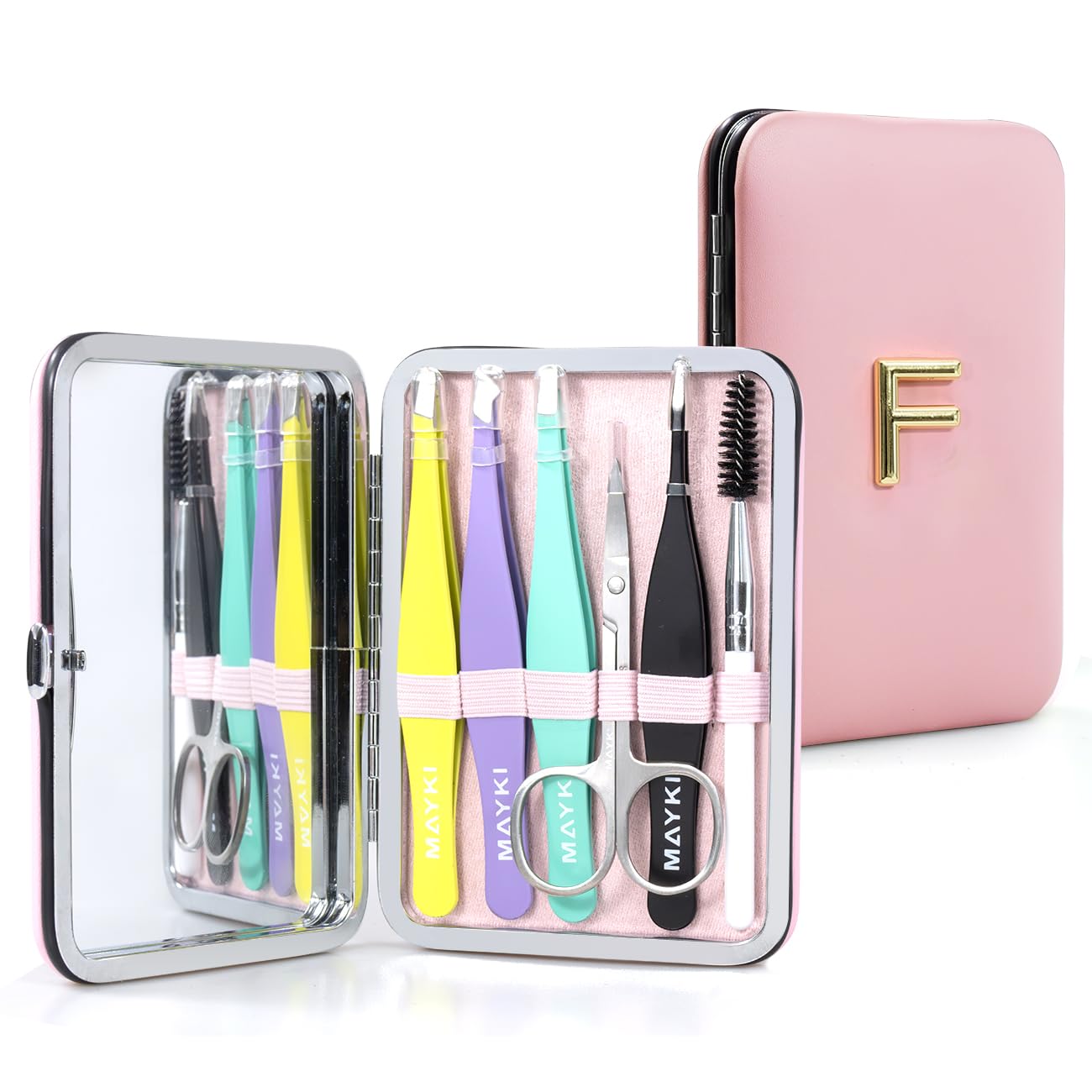Initial F Tweezers with Mirror for Women Facial Hair, Best Gifts for Teen Girl/Daughter/Friend/Mom/Bridesmaid/Wife/Girlfriend, Unique Gift for Birthday/Anniversary/Mothers Day/Valentines Day/Christmas
