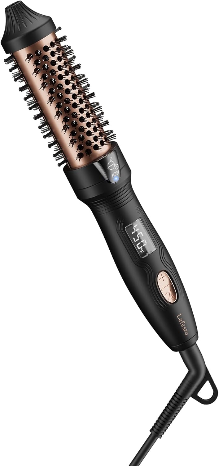 Mini Thermal Brush - 1-Inch Heated Round Brush for Short Hair | Ionic Tourmaline Ceramic, Anti-Frizz, Volumizing, Adjustable Temperature
