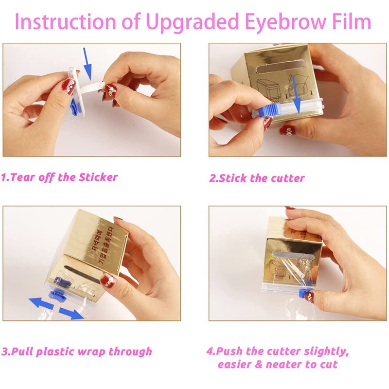 AIYUENCICI Disposable Eyebrow Tattoo Plastic Wrap Preservative Film with Microblading Kit for Lip Blush, Eyebrow Lamination Lash Lift Permanent Make Up Cling Cover Tape Roll Transparent 2 Pack