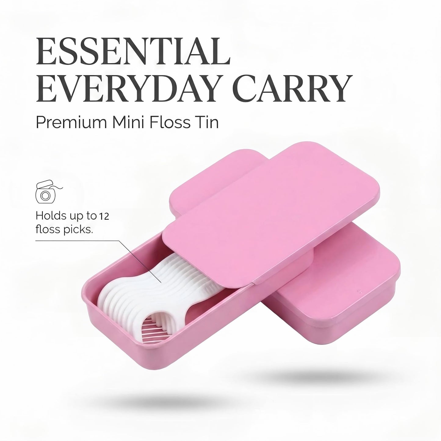 LIGHUFEIC 2Pack Dental Floss Portable Case,Dental Floss Dispenser,Convenient Refillable Glide Travel Adult Floss Box for Travel, Dates,Dinners and Hotels(Pink)