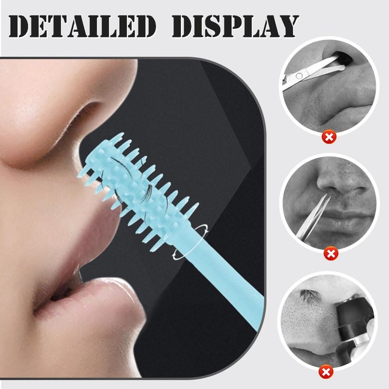 2-in-1 Nasal Hair Cutter, 2025 Upgrade 360° Rotating Nose Hair Trimmer with Double-Sided Blade & Ear Pick, Manual Nostril Hair Removal Tool for Men and Women, Soft Cleaning Brush (Beige, 3PCS)
