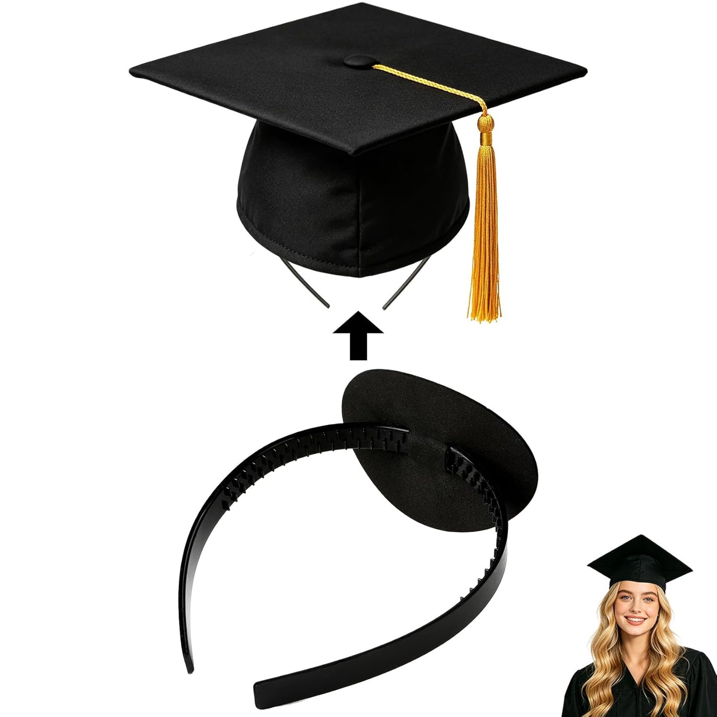 Graduation Cap Headband - Firm Anti-Fall Design for Secure Fit | Perfect Graduation Gift for Students & Women
