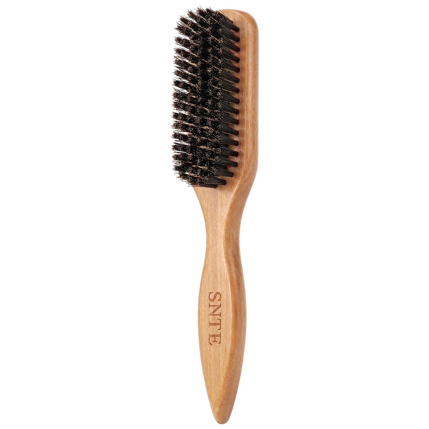 Boar Bristle Hair Brush - Natural Peach Wood Handle | Restores Shine, Controls Frizz, Smooths Flyaways | Ideal for Sleek Ponytails & Beard Grooming