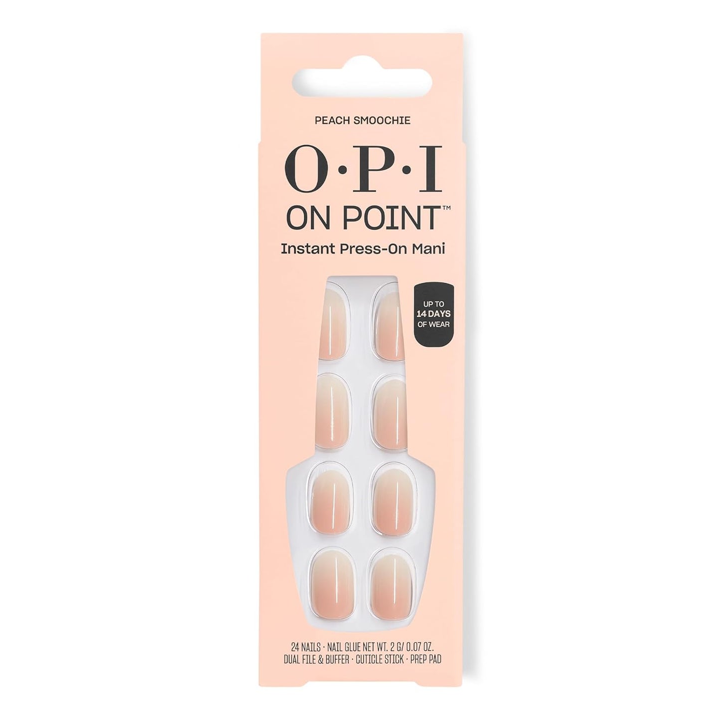 OPI On Point Press On Nails - Short Round & Squoval Nail Art | 24 Count with Glue | Long-Lasting & Reusable