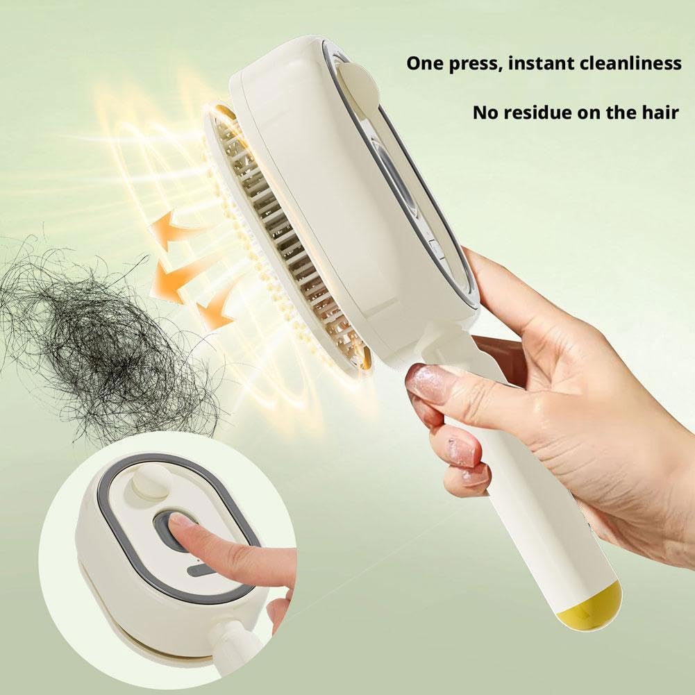 Electric Spray Air Cushion Massage Comb, 2026 Air Cushion Brush with Self-Cleaning, Anti-Tangle for Both Long/Short Hairs Home Spa Cleaning Grooming Styling Detangling (White)