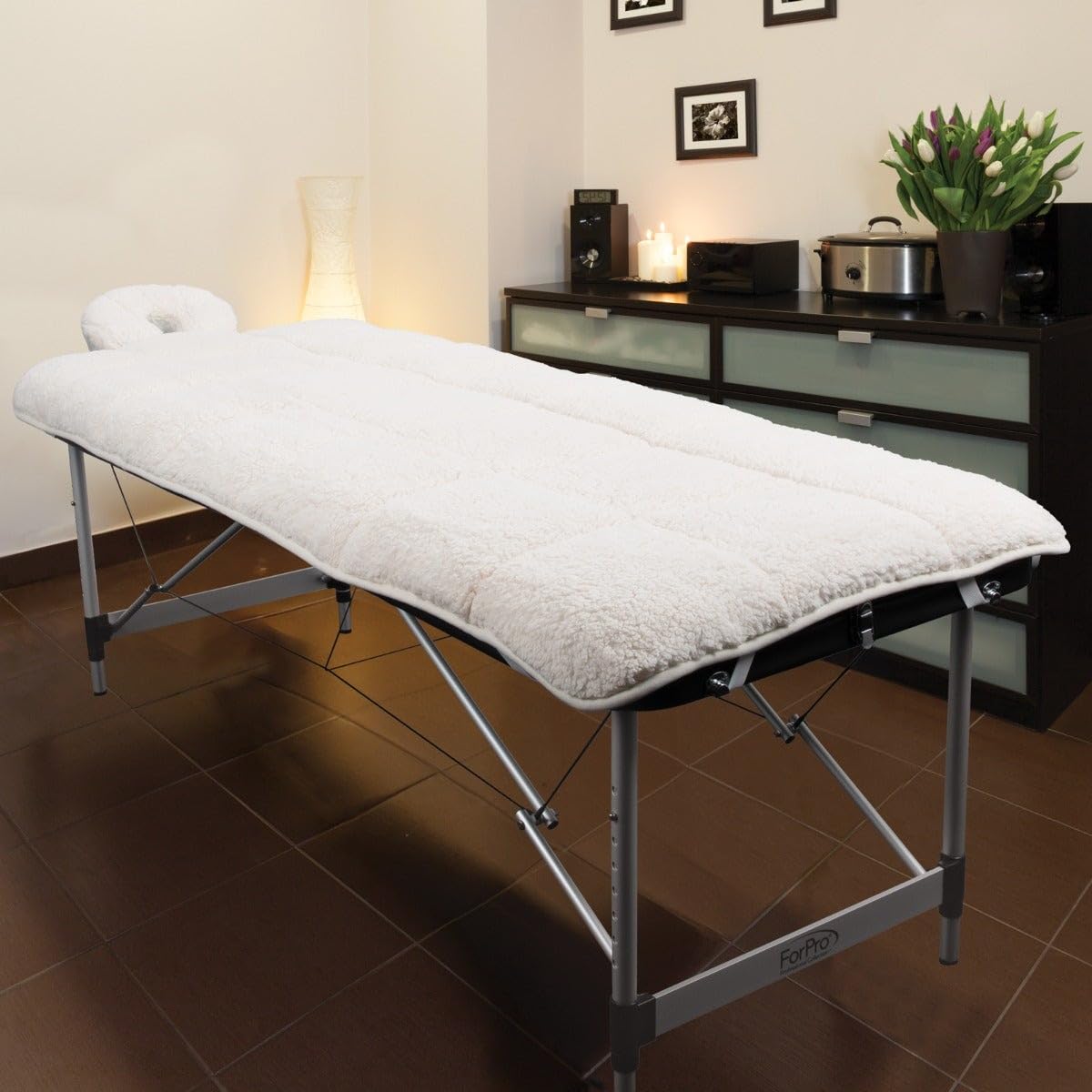 ForPro Premium Quilted Fleece Massage Table Pad Set - Extra Soft & Hypoallergenic | Natural Color