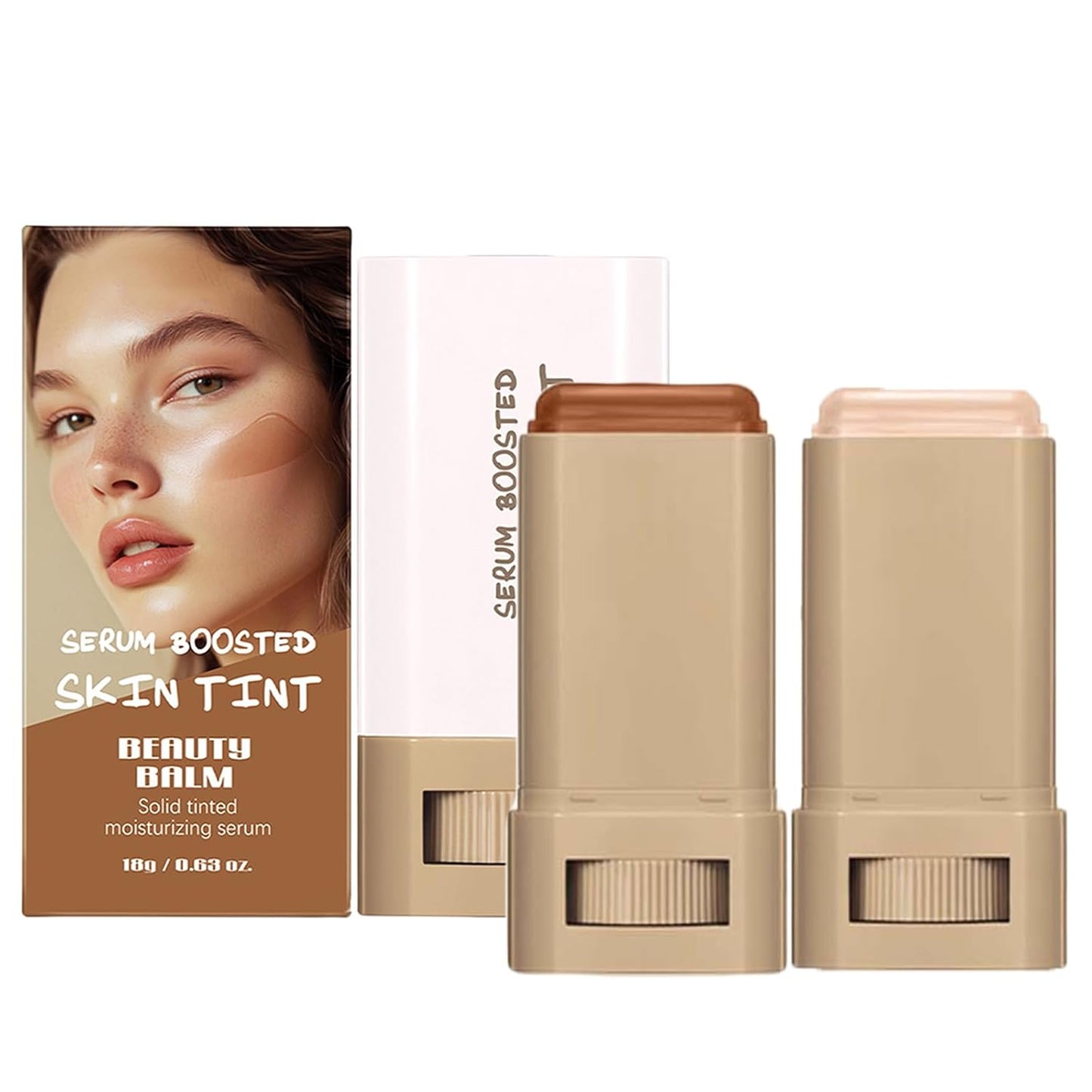 Beauty Balm Skin Tint Stick - Hydrating Serum Foundation for Lightweight Coverage & Radiant Finish | Creamy Contour Stick