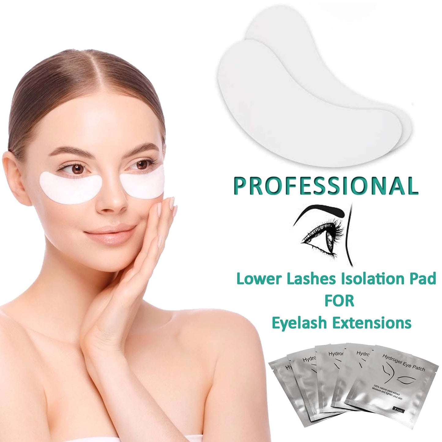 Qleng 50 Pairs Under Eye Pads, Eyelash Extension Eye Pad for Lash Extensions, Hydrogel Eye Patch DIY False Eyelash Lash Extension Makeup Eye Gel Pad