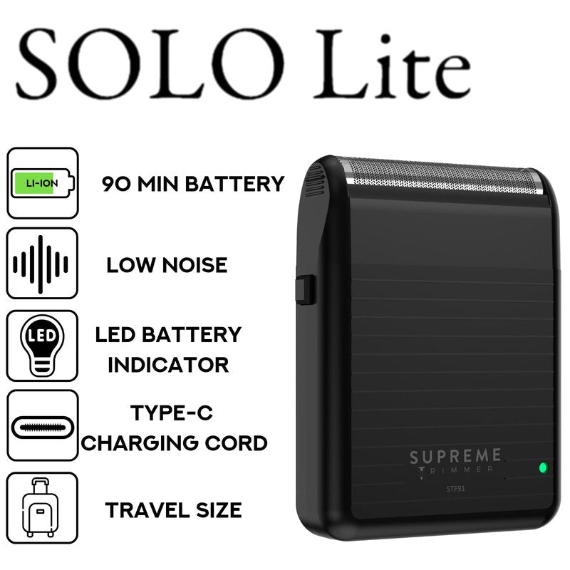 Supreme Trimmer Solo Lite Foil Shaver for Men | Rechargeable Electric Razor + 90 Min Runtime, Type-C USB Fast Charging | Lightweight Travel Shaver, Easy to Carry | STF91
