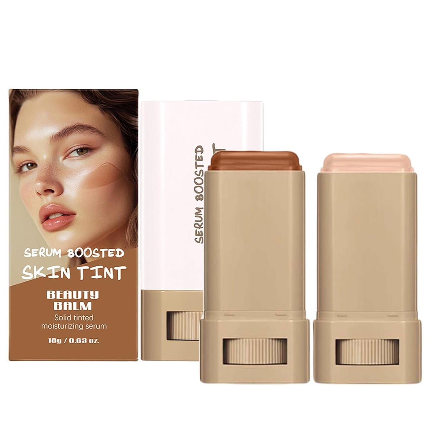 Beauty Balm Skin Tint Stick - Hydrating Serum Foundation for Lightweight Coverage & Radiant Finish | Creamy Contour Stick