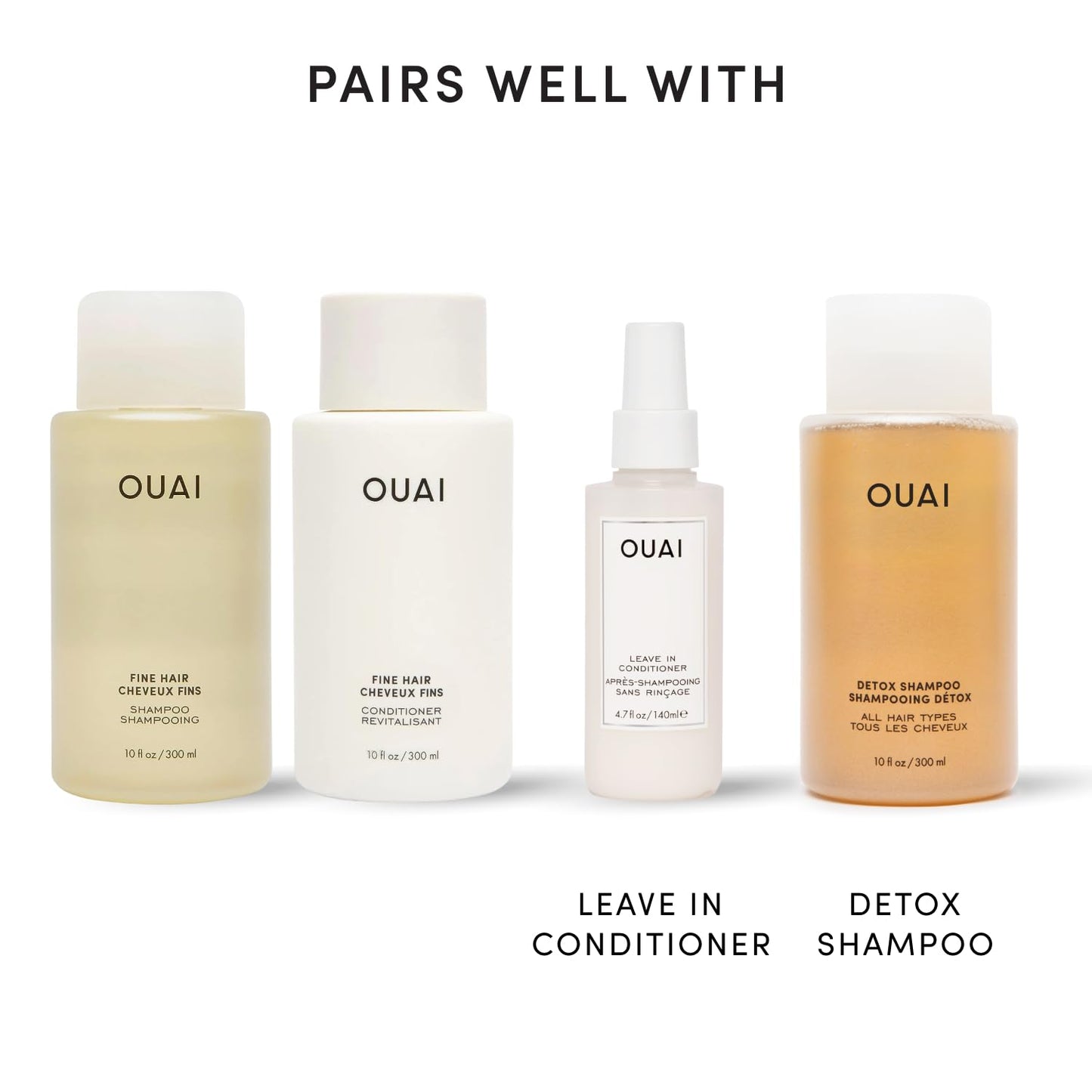 OUAI Fine Shampoo & Conditioner Set - Sulfate-Free Hair Care with Keratin & Shea Butter | 10 Fl Oz