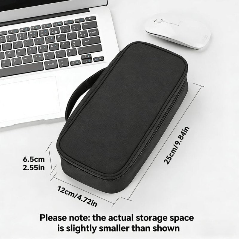 Teskyer Tech Organizer Pouch – Portable Waterproof Electronics Bag with Compartments for Cables, Chargers, Earbuds & Phone (Black)