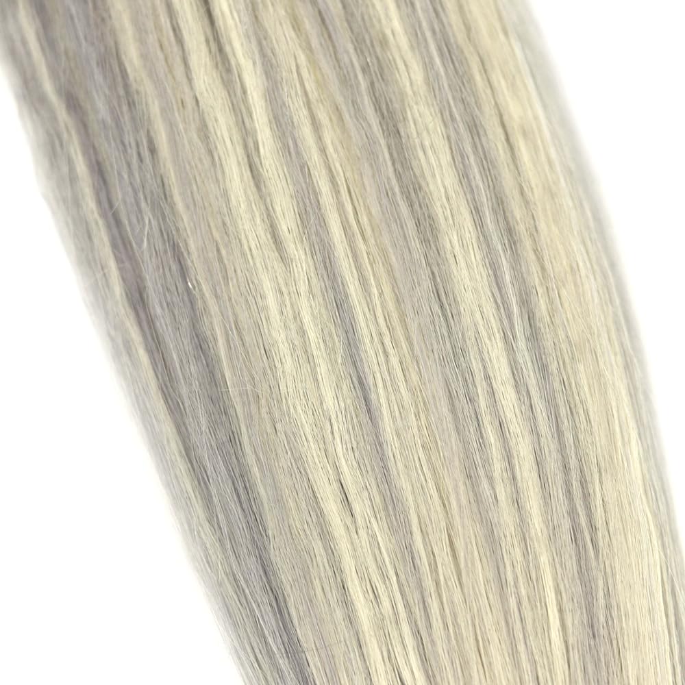 HuxoWax PGrey/613 Color Highlight Blonde 26 28 30 Inch Human Hair Bundles Grey 613 Straight Doubles Weft Weave 3 Bundles Total 300g Human Hair Extensions