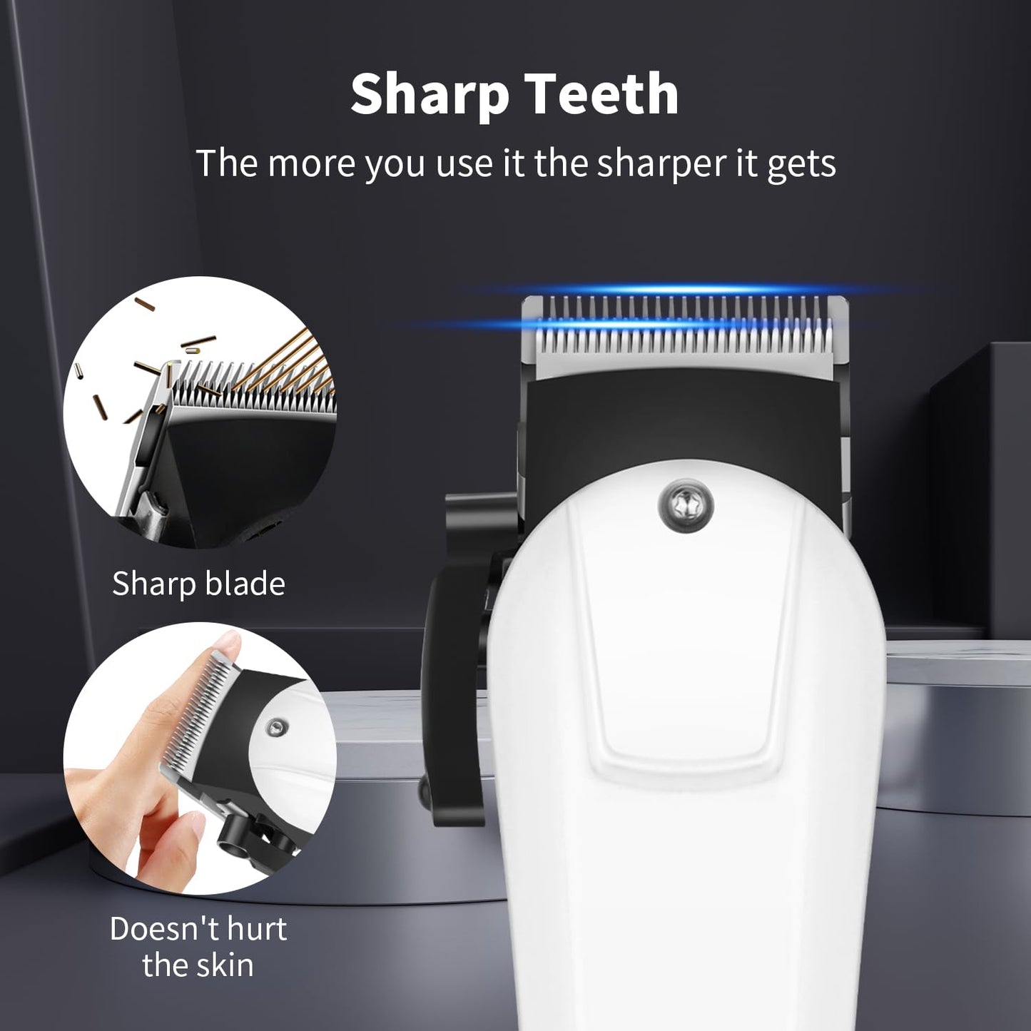 HIENA PRO Electric Hair Clipper & Trimmer for Men, Professional Cordless Barber Clipper with LED Display, Rechargeable Hair-Cutting Clippers, Perfect Gifts for Men(White)