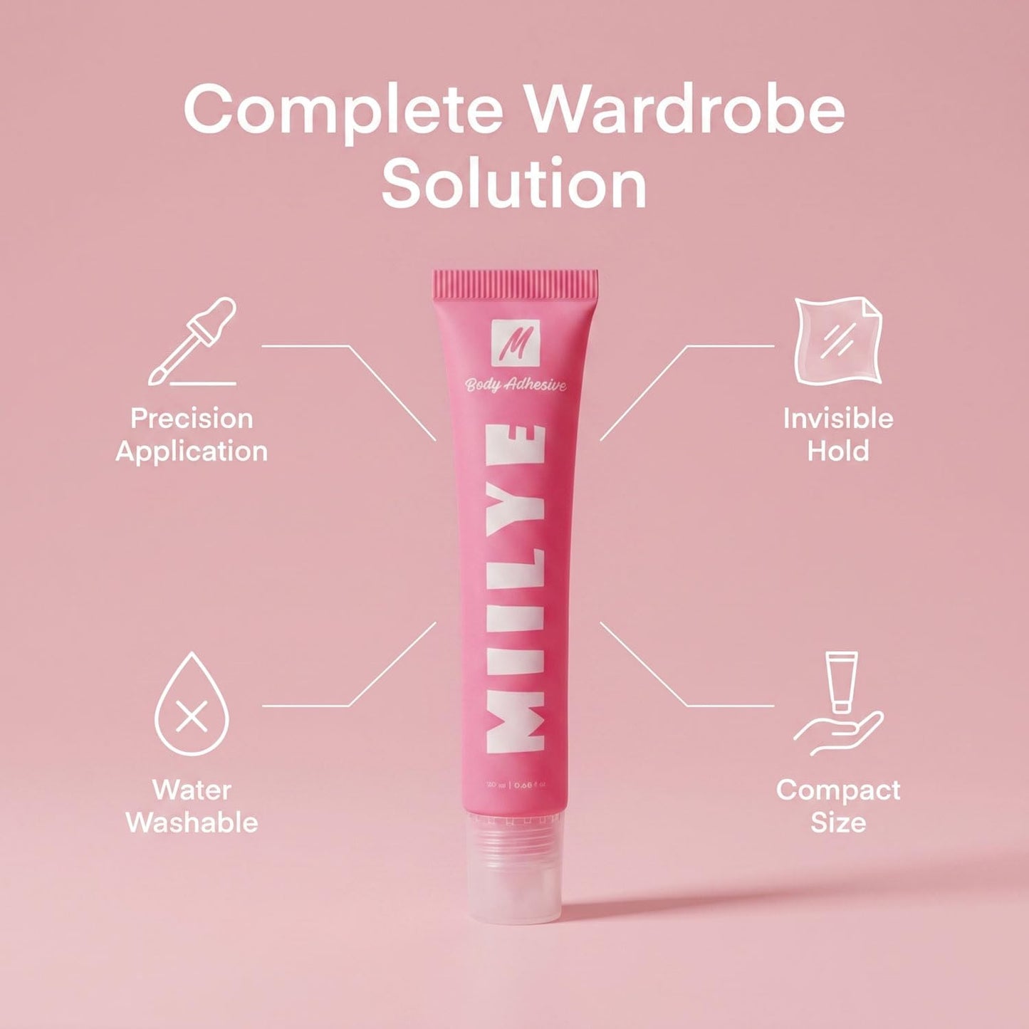 Body Adhesive Glue for Clothes 20ml, Sweat Proof, Water Wash Off Skin Adhesive, Fabric-Safe Liquid Fashion Glue Tape for Dancers, Women Bras, Wigs, Stockings