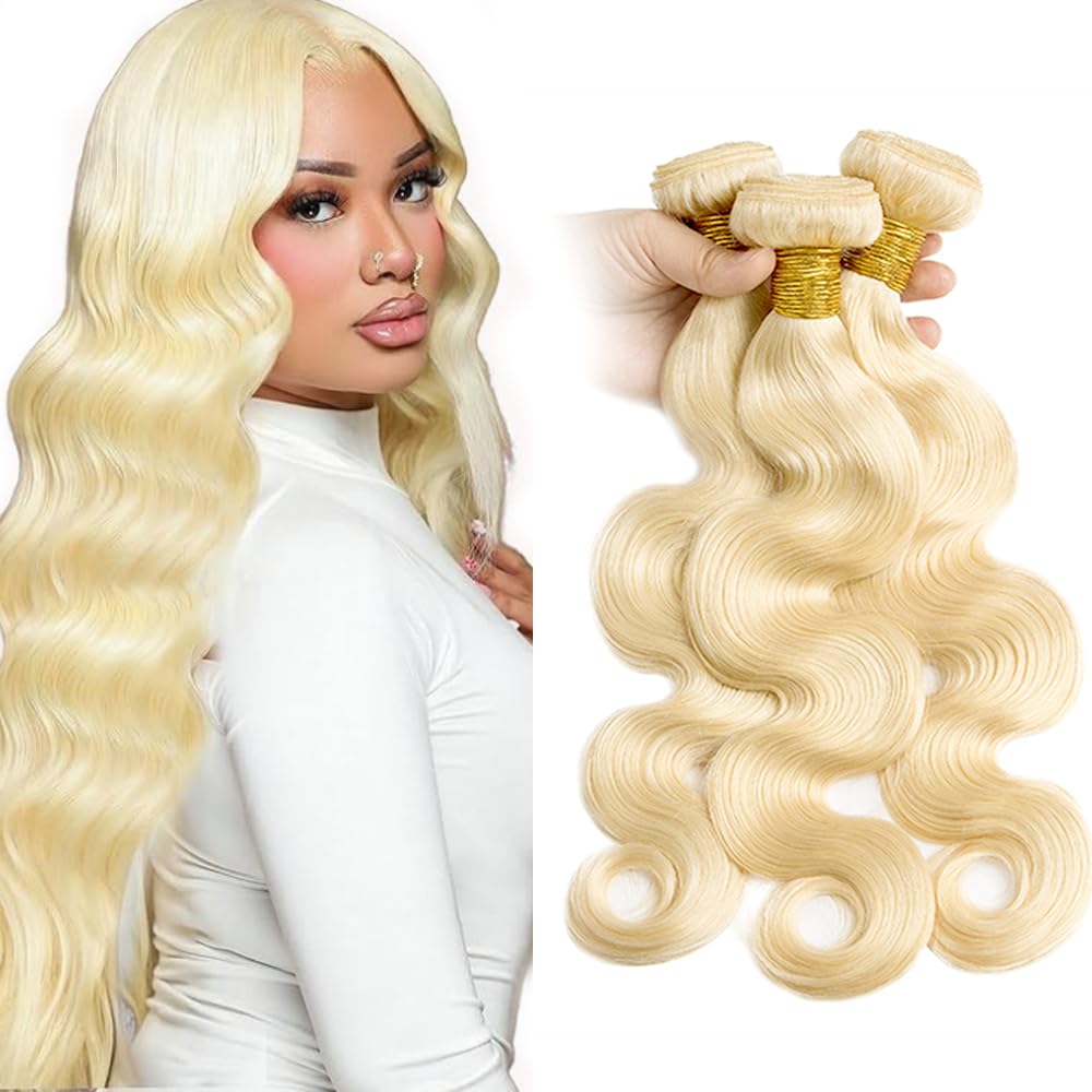 Blonde Bundles 613 Body Wave 3 Bundles Huma Hair 22 24 26 inch AuokMar Unprocessed Virgin 613 Blonde Bundle Human Hair Extensions 300g