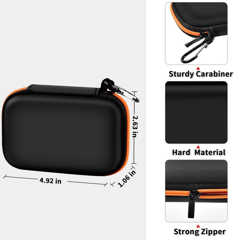 SSD Case for SanDisk Extreme Portable SSD & Extreme PRO, Hard Shell Protective Storage Bag with Carabiner, Fits 1TB 2TB 4TB 8TB External Solid State Drive for Business Travel(Orange)