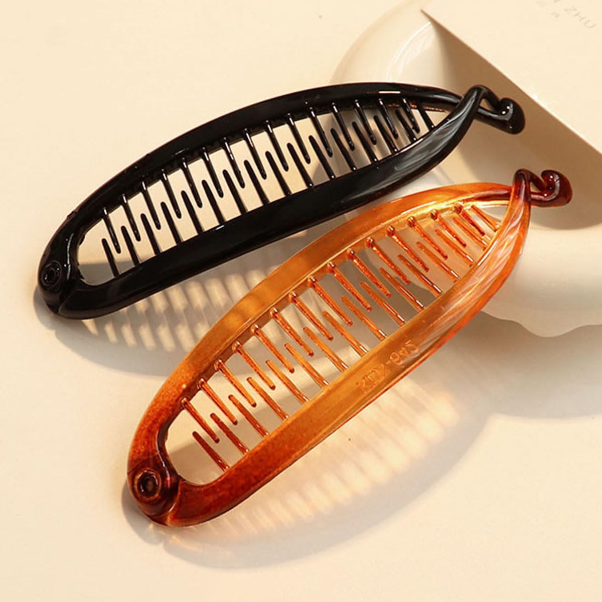 Banana Clips for Women - 2 Pcs Small Volumizing Claw Clips for Thin Hair | Retro Ponytail Bun Holders