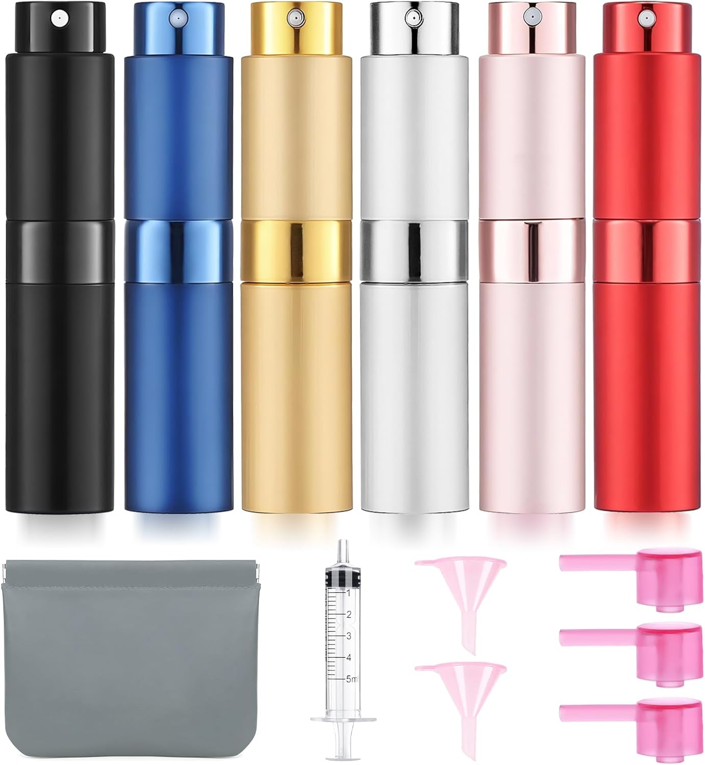 8ML Empty Perfume Atomizer Spray Bottle - 6 Pack Travel Mini Dispenser for Men & Women | Portable Twist Top