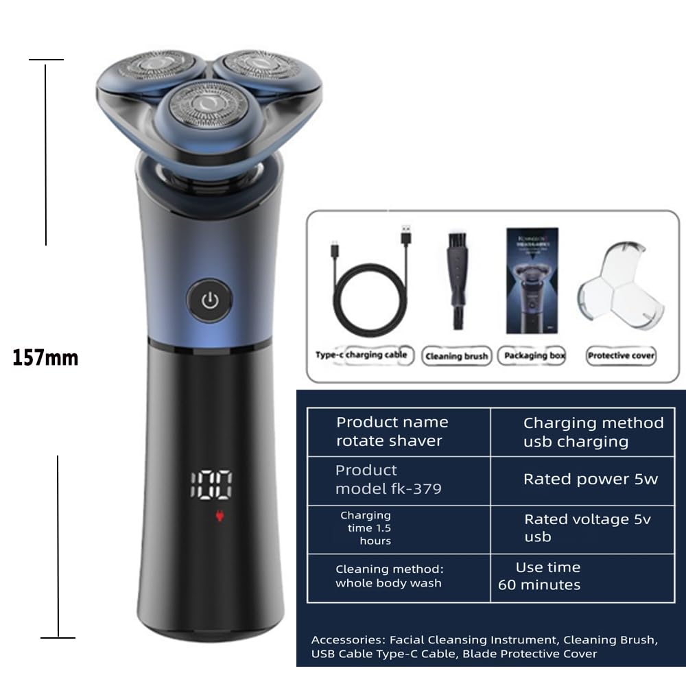 OUGEER Electric Razor for Men, 4D Rotary Shaver, Wet/Dry Cordless Rechargeable Waterproof