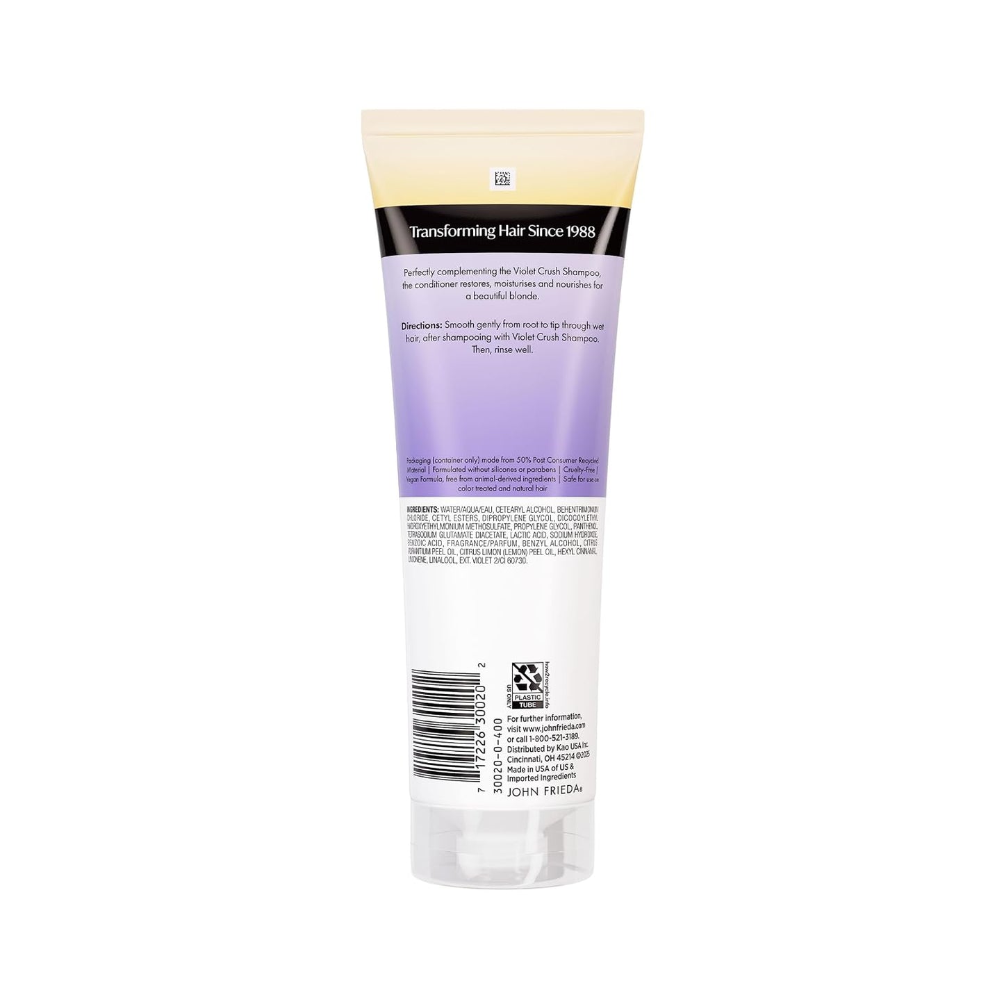 John Frieda Violet Crush Purple Conditioner - Toning for Blonde Hair with Crushed Violet Pigments | 8.3 fl oz