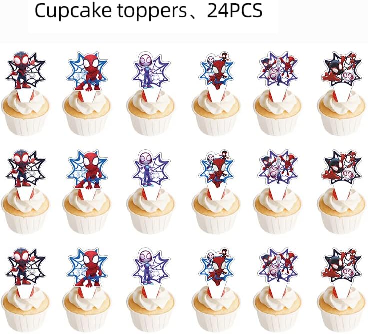 Cartoon Cake Toppers - 24PCS Cupcake Decorations for Birthday Parties | Fun Designs