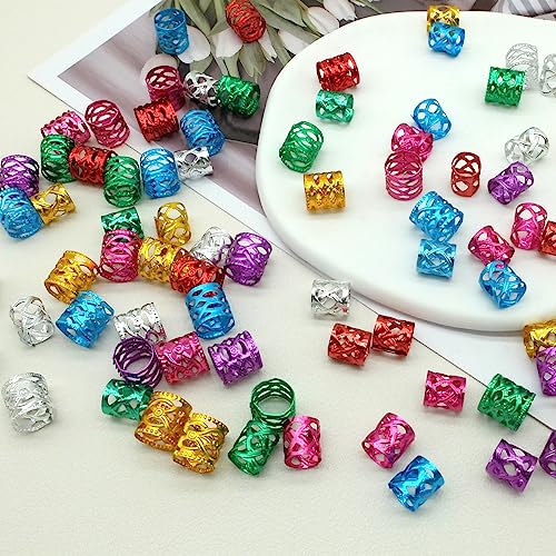 100PCS Multicolor Hair Rings for Braids & Dreadlocks - Adjustable Metal Cuffs