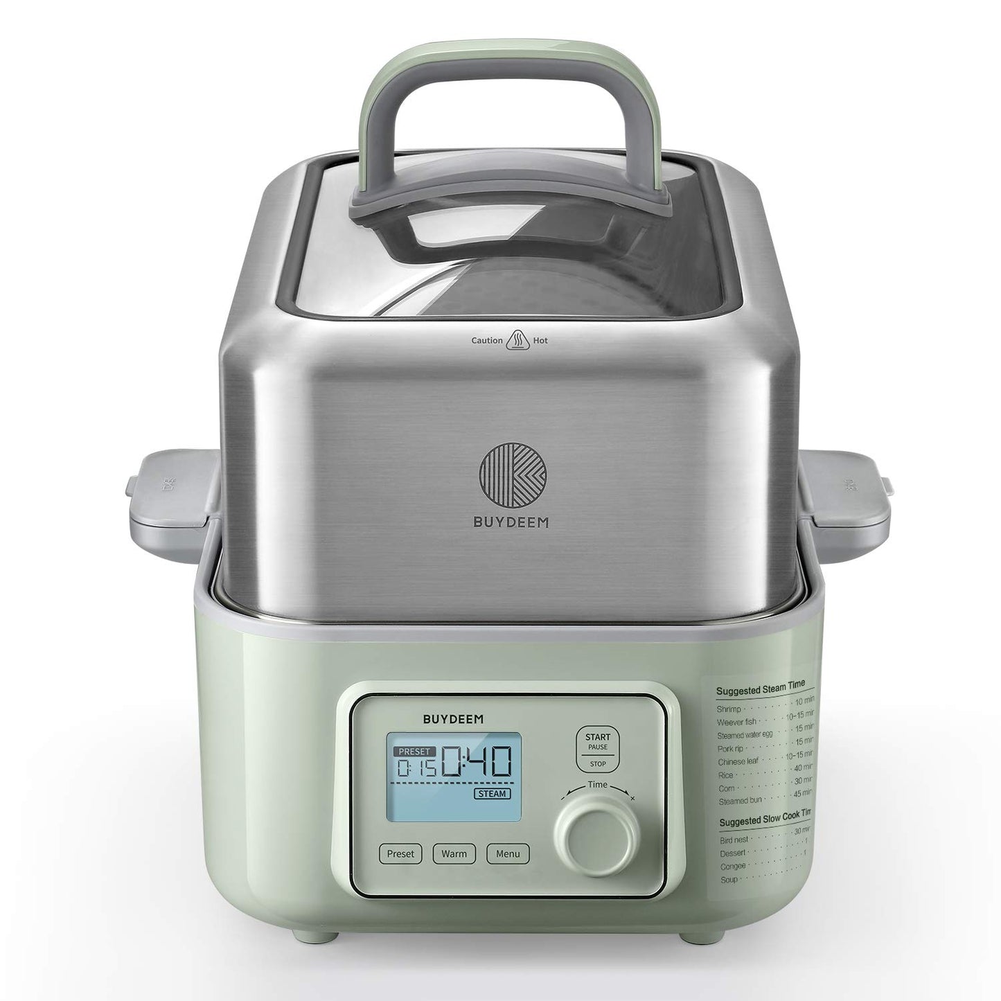 BUYDEEM G553 5-Quart Electric Food Steamer for 2-4 Servings, One Touch Vegetable Steamer for Cooking, Digital Multifunctional Steamer, Quick Steam, Stainless Steel Steamer Tray, No Stew Pots Included