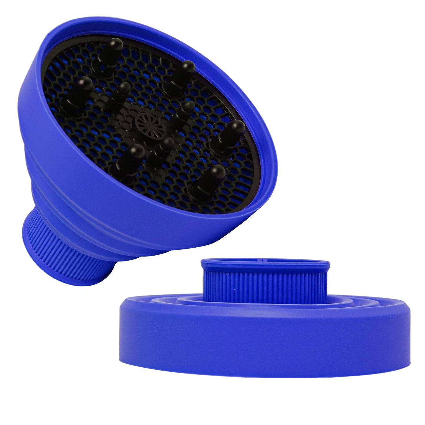 Collapsible Hair Dryer Diffuser Attachment - Portable & Foldable Hair Diffuser for Most Hair Dryers | Fits Nozzle Diameter 1.575-1.968 Inch - Blue