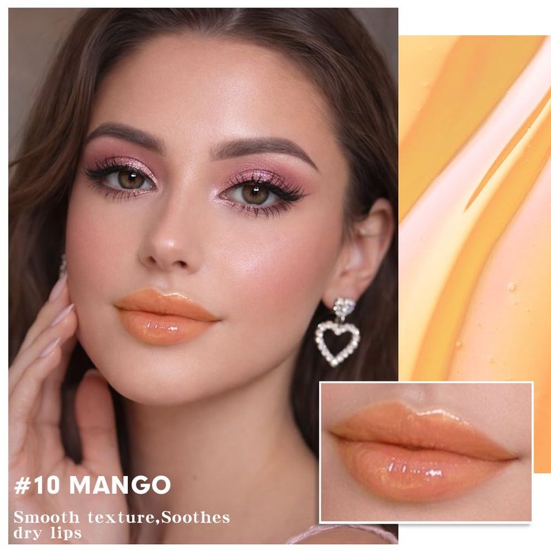 Nourishing Tinted Lip Balm - Hydrating Color & Softening Gloss | 10# Mango for Dry Lips