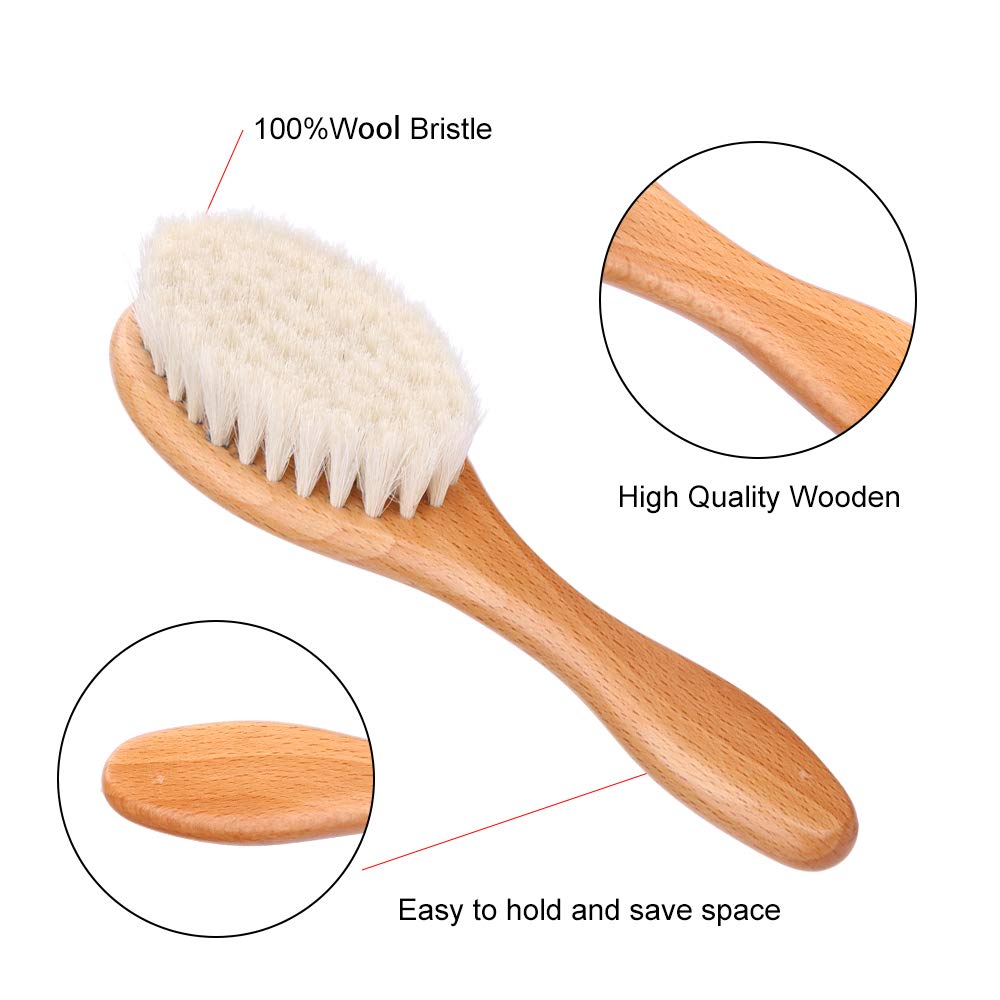 Barber Fade Brush, Beard Brush, Styling Cleaning Brush, Neck Duster Brush with Wooden Handle for Men Beard Styling Cutting Supplies (Short)