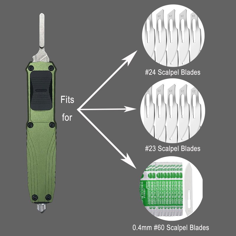 Caressolove EDC Retractable Scalpel Knife, Fast Open Automatic Utility Knife, Auto Box Cutter with 10PCS #23 and 3PCS 0.4mm thick #60 Scalpel Blades