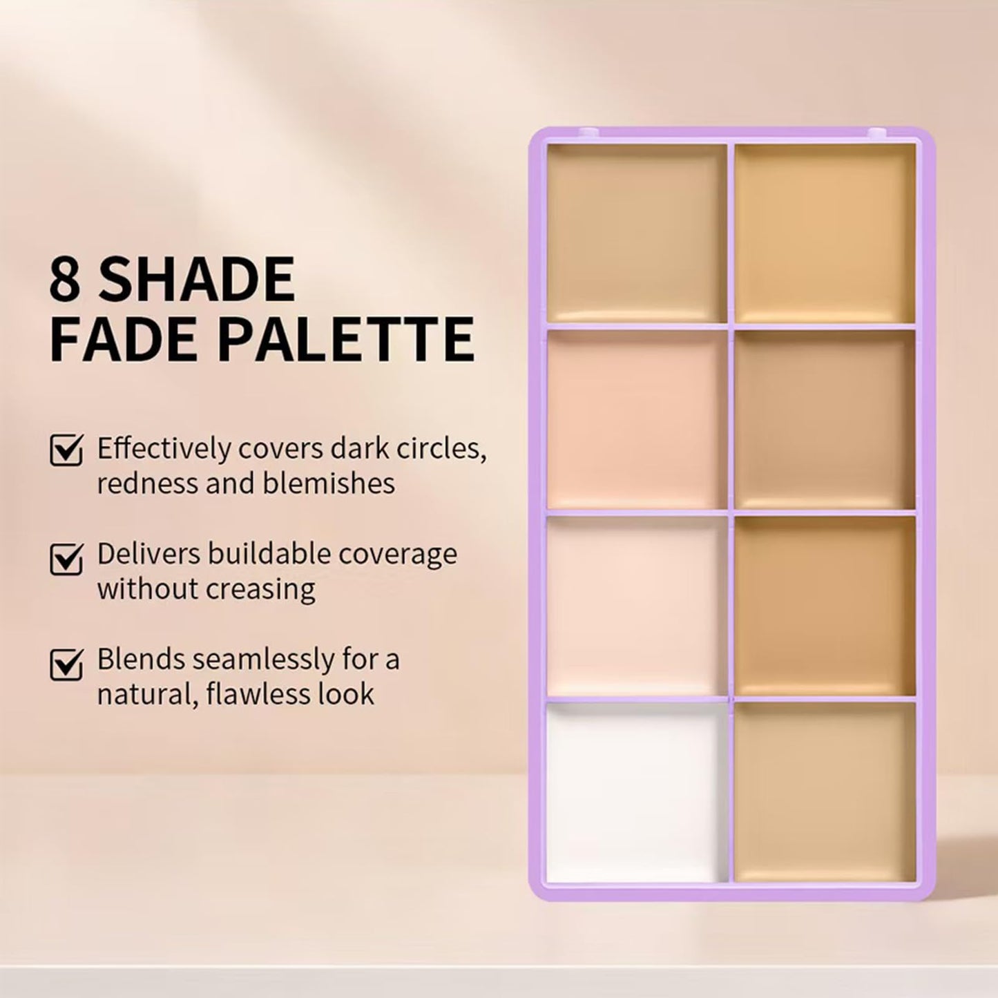 8 Shade Cream Concealer Palette, Matte Full Coverage Contour Makeup, Waterproof Longwear Face Kit For Dark Circles Blemishes, Multi Tone Highlight Foundation For All Skin Complexions，#1