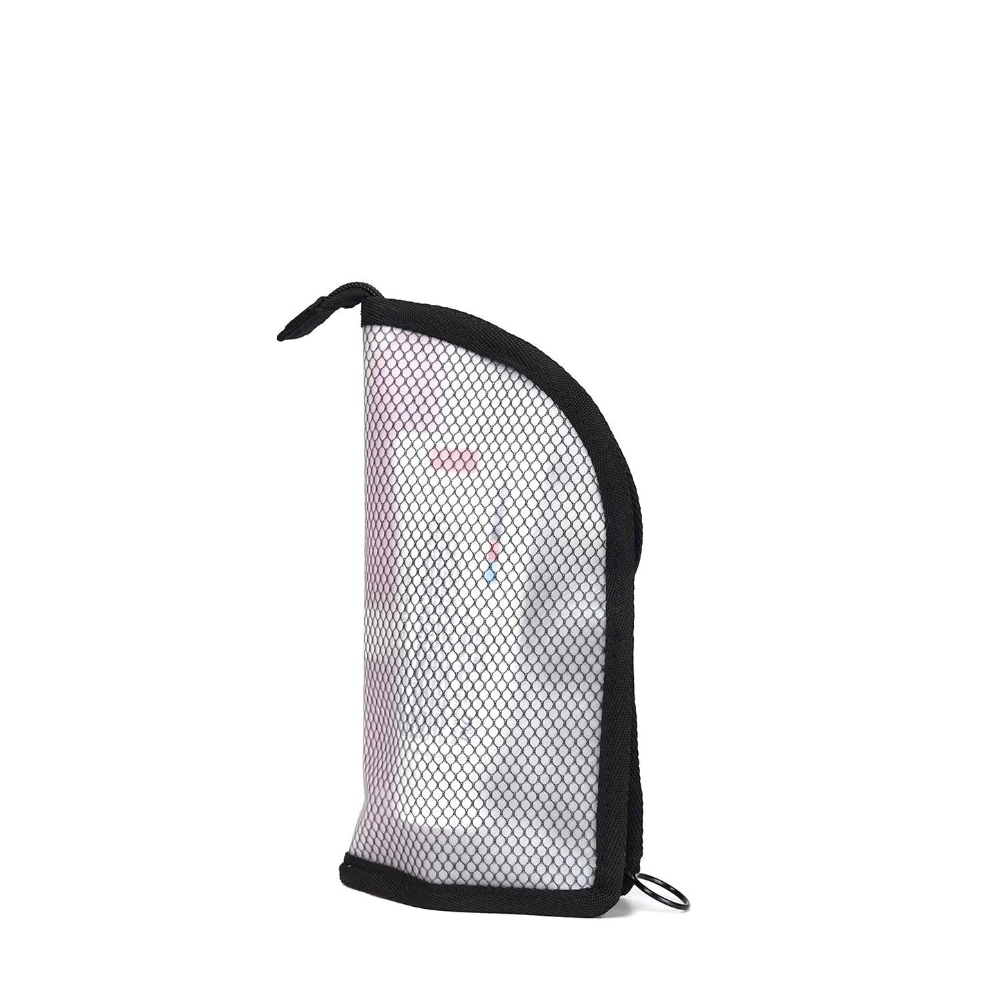 patu Standing Travel Toiletry Bag - Transparent Waterproof PVC Mesh Pouch with Triangle Design for Bathroom Essentials & Personal Care, Black