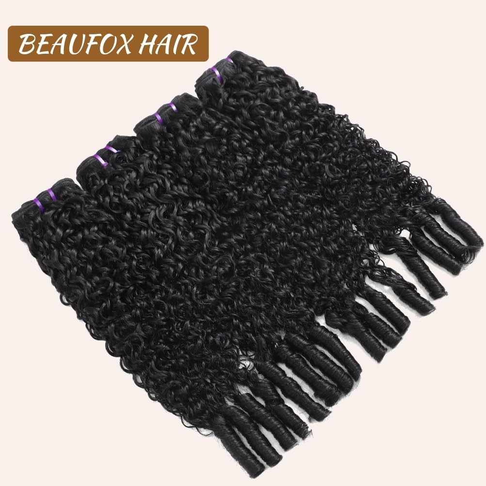 Human Hair Bundles Burmese Curly20 22 24 26 Inches 3C4A Water Curly Hair Bundles with Spiral Curly End Real Human Hair 100% Unprocessed Virgin Remy Hair Quick Weave Natural Black