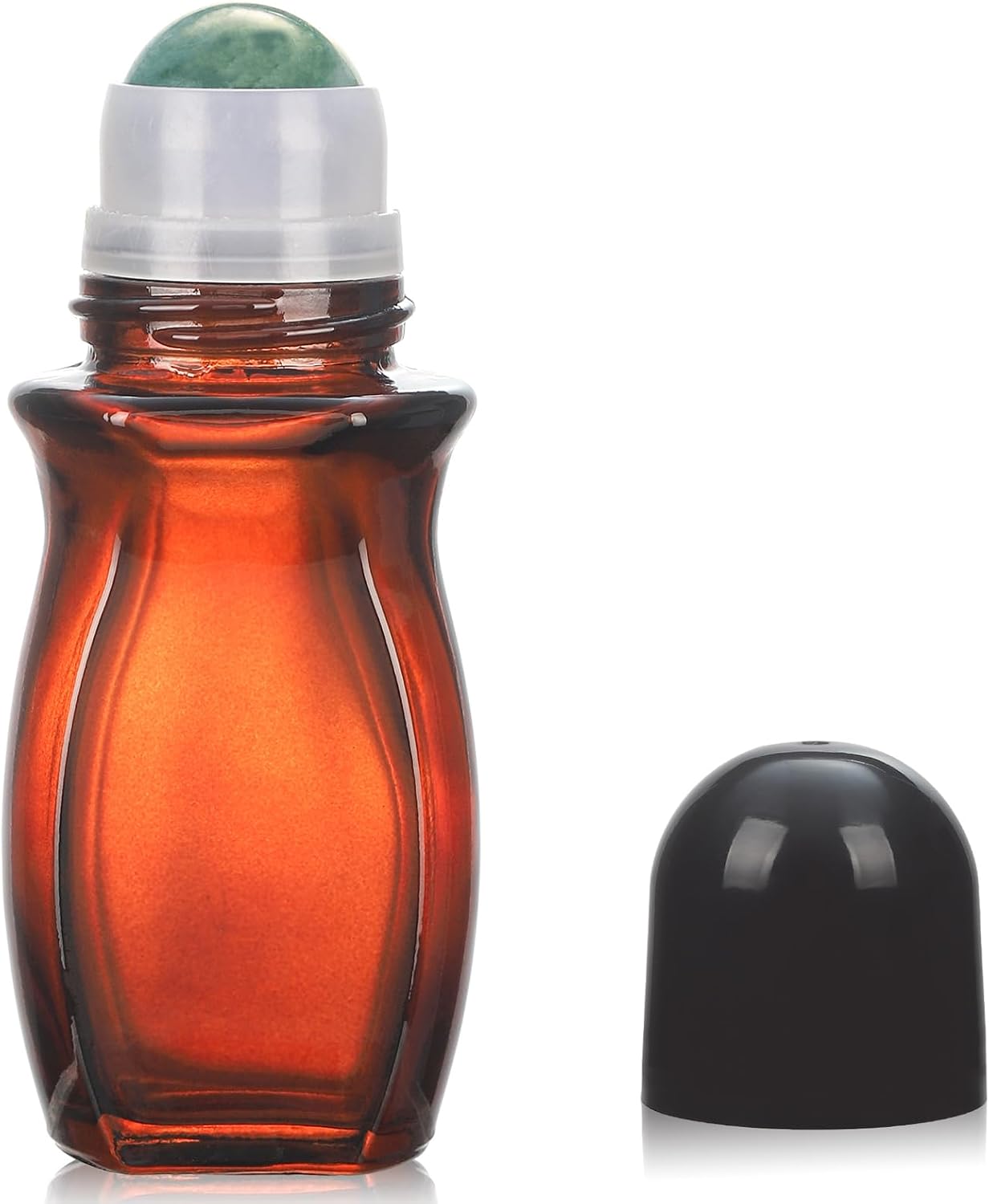 Amber Glass Roll-On Bottles for Essential Oils - 1oz Refillable with Quartz Rollerball Applicator
