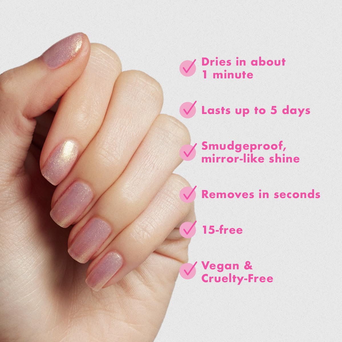 Olive & June Quick Dry Nail Polish, Sugarcoat Shimmery Pink