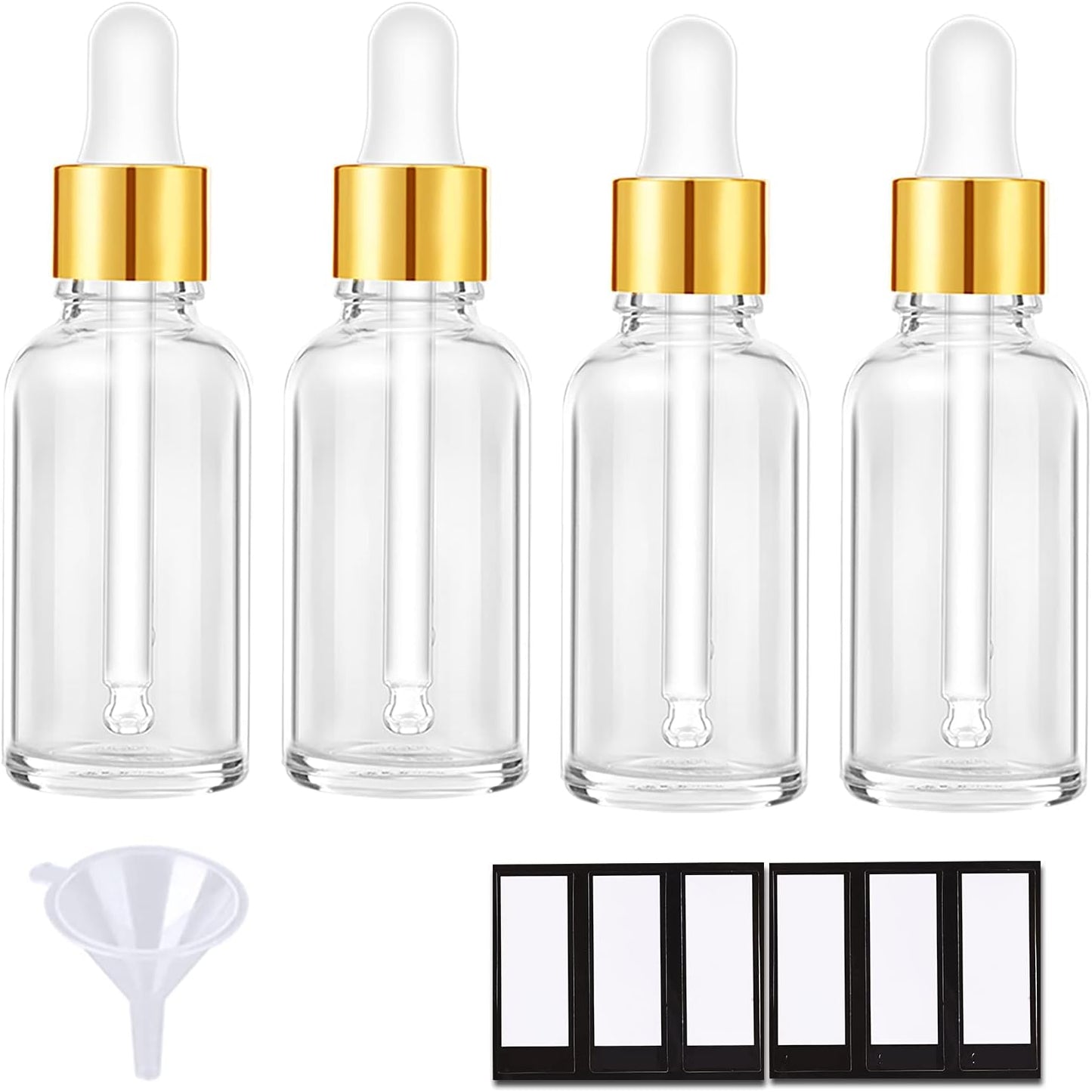 Glass Eye Dropper Bottles - 24 Pack 0.5oz Amber Leakproof Bottles with Golden Caps | Perfect for Essential Oils, Tinctures, Travel