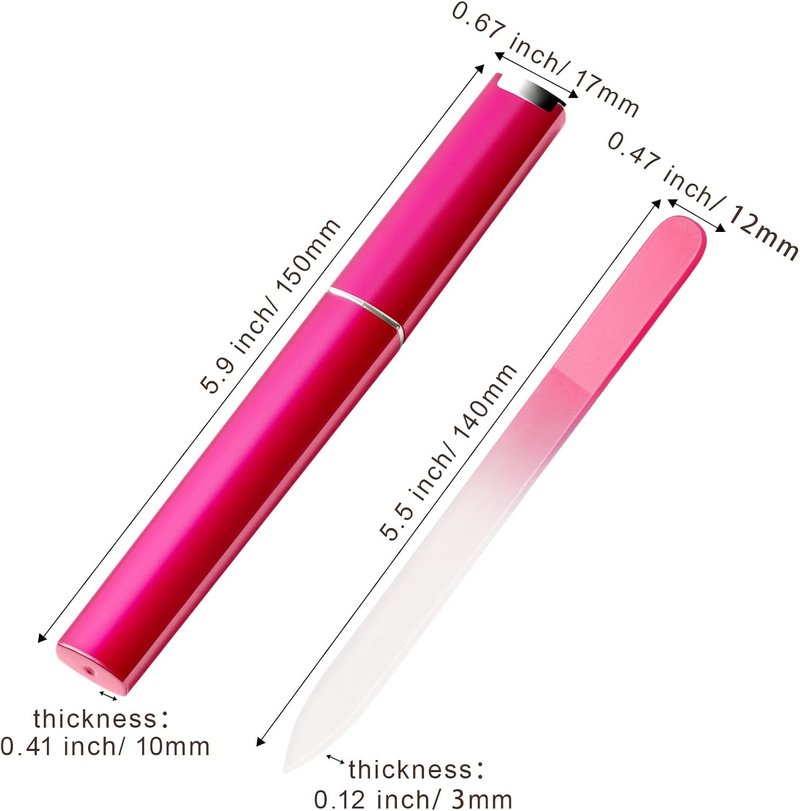 Glass Nail Files Set - 6 Pcs Double-Sided Crystal Files for Natural Nails | Travel Case Included