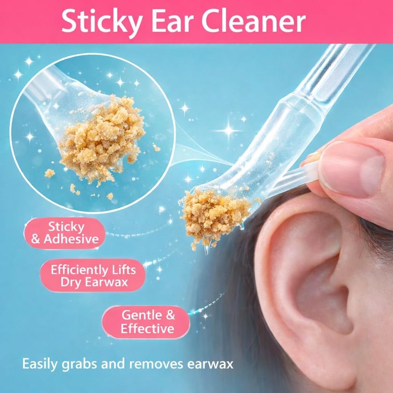 Sticky Ear Cleaning Sticks - Reusable Adhesive Ear Swabs for Gentle Earwax Removal | 24 Pack, Olive Green