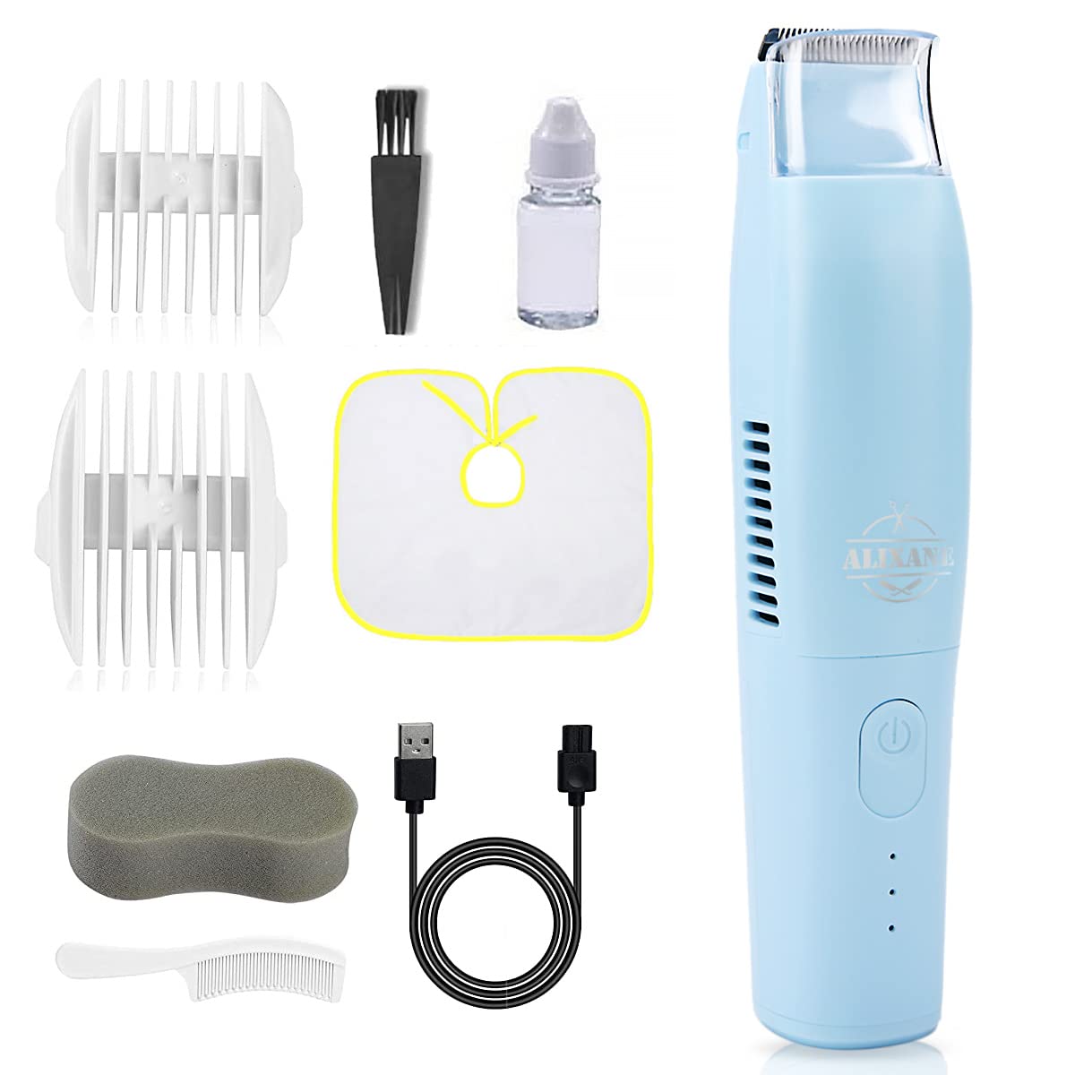 E-Hunter Baby Hair Clippers with Vacuum for Baby, Infants, Children, Kids and Newborn, Waterproof Rechargeable Cordless Hair Trimmer with 2 Guide Combs & Haircut Cape