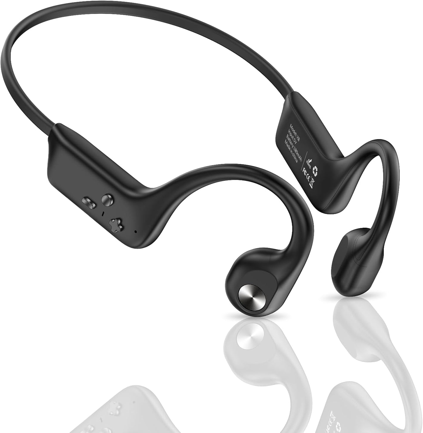 Bone Conduction Headphones - Bluetooth 6.0 Open Ear Design | IPX5 Sweatproof, Long Battery Life, Lightweight (Black)
