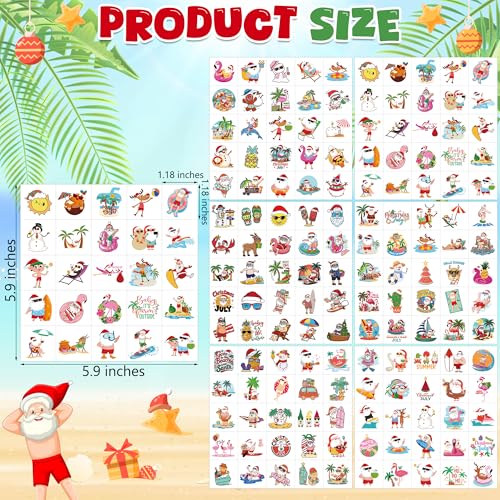 Huskein 150 Pcs Summer Christmas Temporary Tattoos for Luau Party