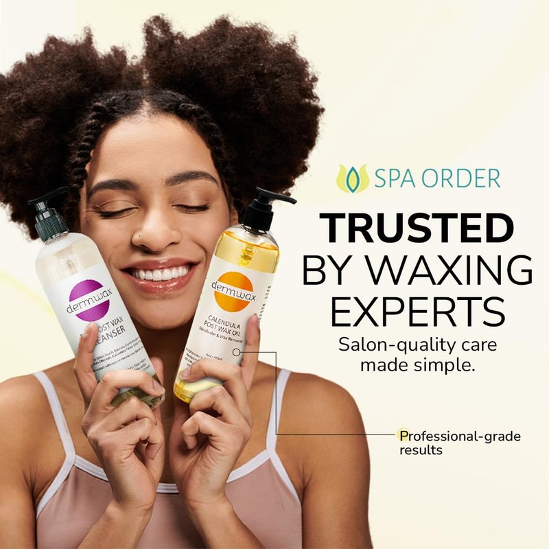 Dermwax Pre and Post Wax Care Kit – Complete Prep & Aftercare in One Set – Cleanser Removes Oils & Residue – Calendula Oil Calms & Nourishes Skin – Gentle, Paraben-Free Formulas