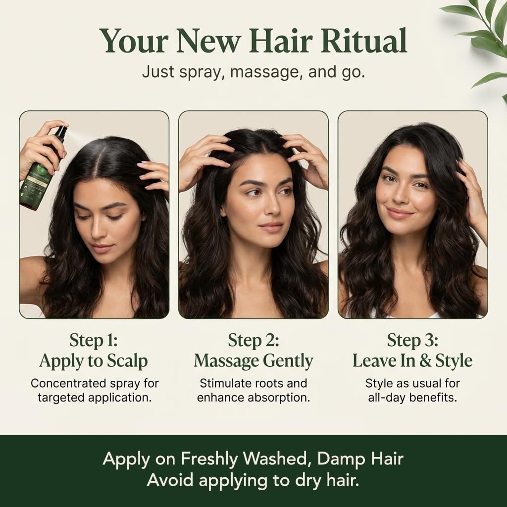 Fermented Rice Water Hair Growth Spray - Strengthening Leave-In Mist with Rosemary & Biotin | 4oz Hydrating Formula for Thinning Hair