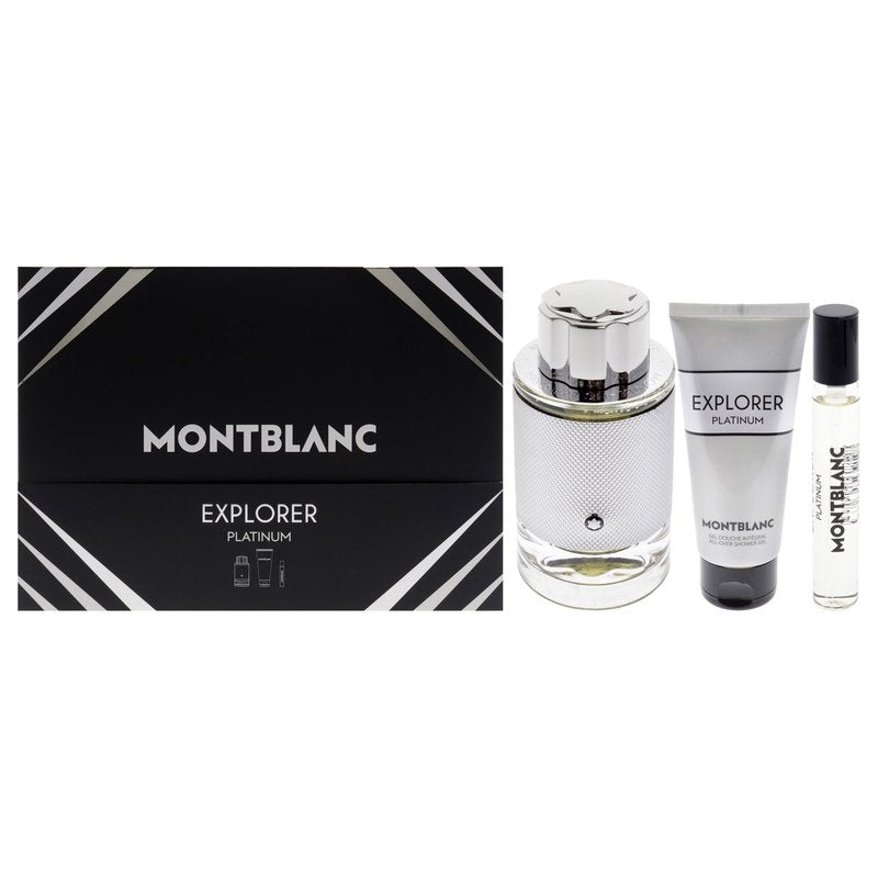 Mont Blanc Explorer Platinum Set 3.4oz EDP & .25oz EDP & 3.4oz SG