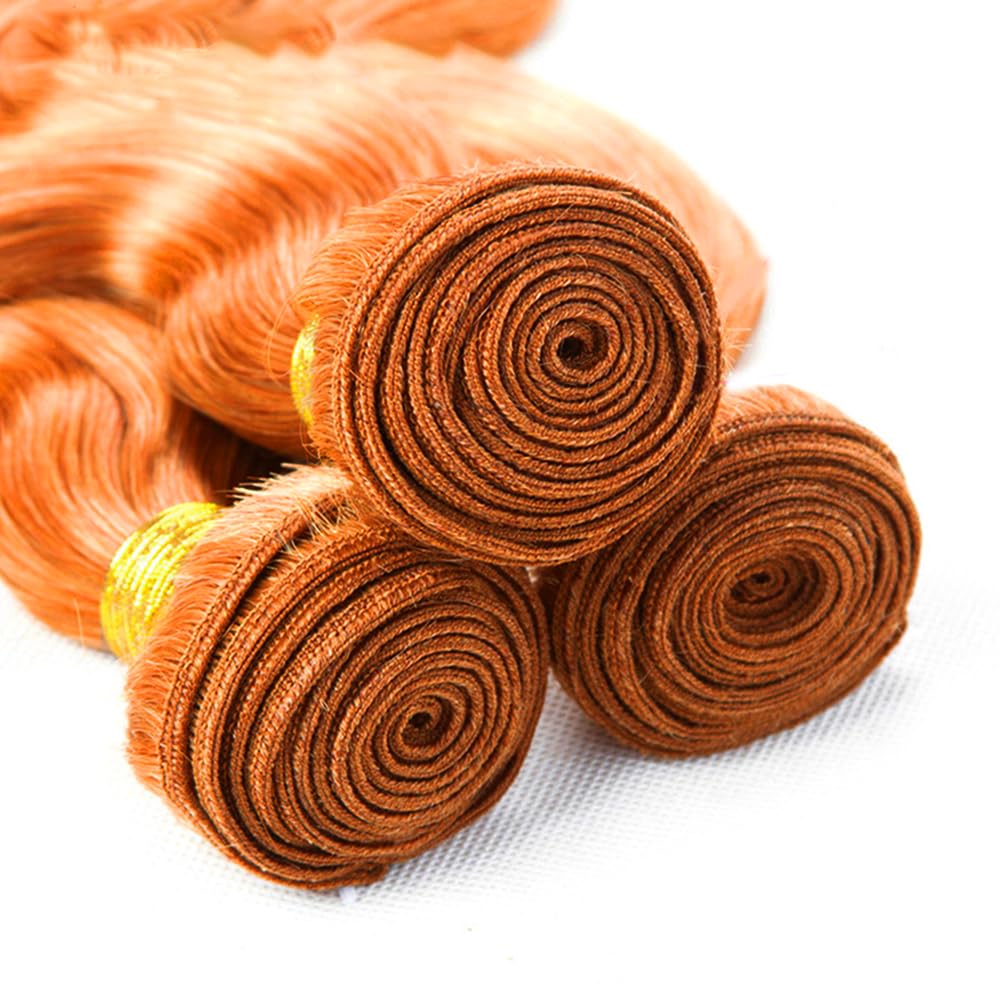 Ginger Bundles Human Hair #350 Body Wave Bundles 18 20 22 inch Ginger Human Hair Bundle Orange Color